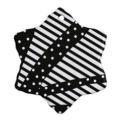 Ambiguous Stripes Line Polka Dots Black Snowflake Ornament (two Sides)