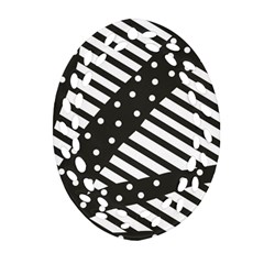 Ambiguous Stripes Line Polka Dots Black Oval Filigree Ornament (two Sides) by Mariart