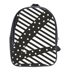 Ambiguous Stripes Line Polka Dots Black School Bags (xl)  by Mariart