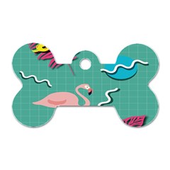 Behance Feelings Beauty Flamingo Bird Still Life Leaf Green Pink Red Dog Tag Bone (two Sides) by Mariart