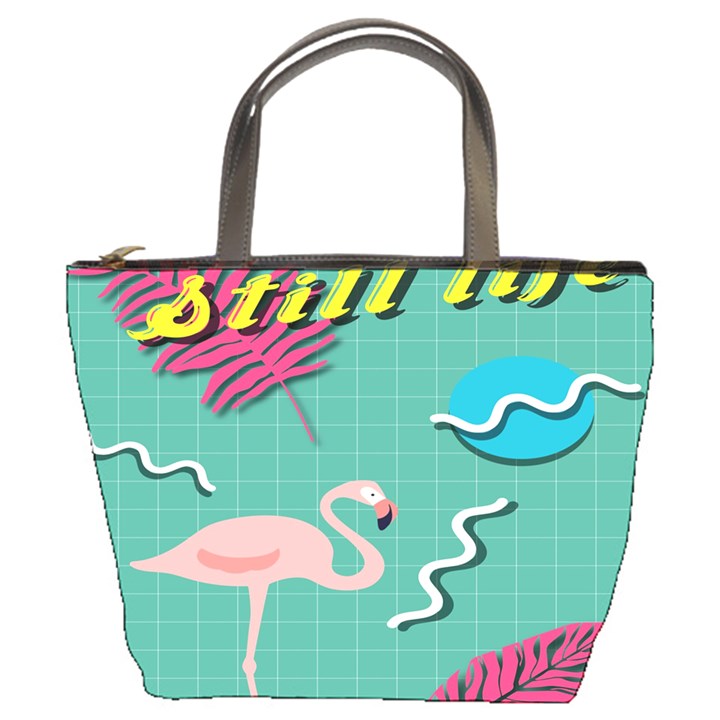 Behance Feelings Beauty Flamingo Bird Still Life Leaf Green Pink Red Bucket Bags