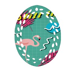 Behance Feelings Beauty Flamingo Bird Still Life Leaf Green Pink Red Oval Filigree Ornament (two Sides) by Mariart