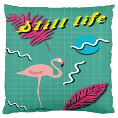 Behance Feelings Beauty Flamingo Bird Still Life Leaf Green Pink Red Large Cushion Case (two Sides)