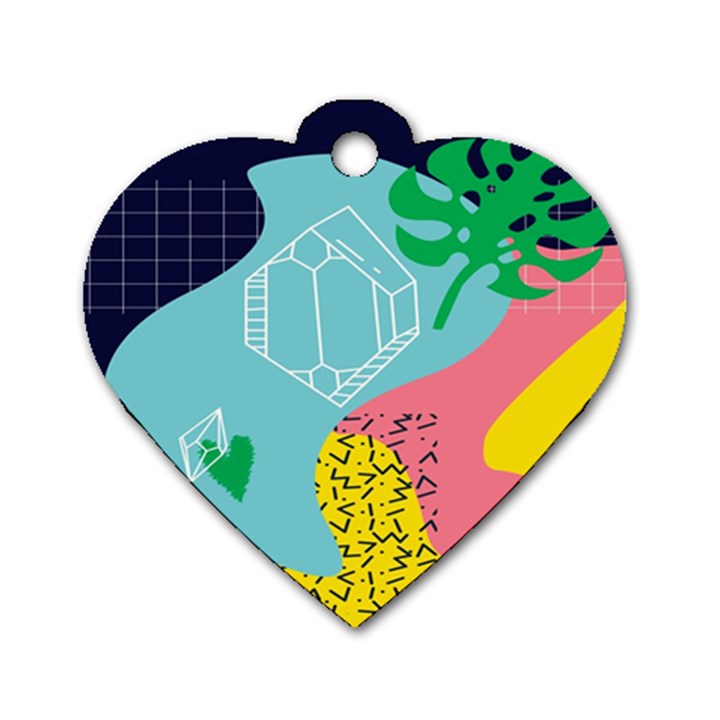 Behance Feelings Beauty Waves Blue Yellow Pink Green Leaf Dog Tag Heart (One Side)