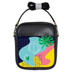 Behance Feelings Beauty Waves Blue Yellow Pink Green Leaf Girls Sling Bags by Mariart