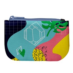 Behance Feelings Beauty Waves Blue Yellow Pink Green Leaf Large Coin Purse