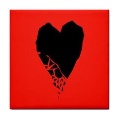 Broken Heart Tease Black Red Tile Coasters