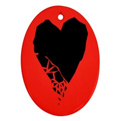 Broken Heart Tease Black Red Ornament (oval)