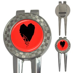 Broken Heart Tease Black Red 3-in-1 Golf Divots by Mariart