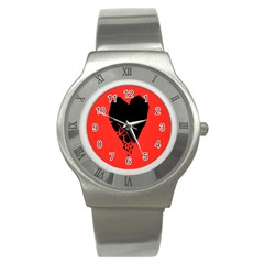 Broken Heart Tease Black Red Stainless Steel Watch