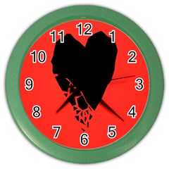 Broken Heart Tease Black Red Color Wall Clocks