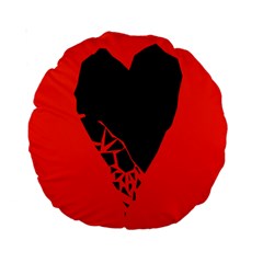 Broken Heart Tease Black Red Standard 15  Premium Round Cushions