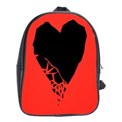 Broken Heart Tease Black Red School Bags (xl)  by Mariart