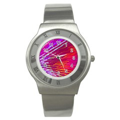 Zoom Colour Motion Blurred Zoom Background With Ray Of Light Hurtling Towards The Viewer Stainless Steel Watch by Mariart