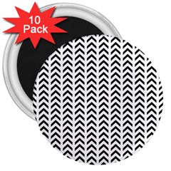 Chevron Triangle Black 3  Magnets (10 Pack)  by Mariart