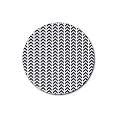 Chevron Triangle Black Rubber Coaster (round)  by Mariart