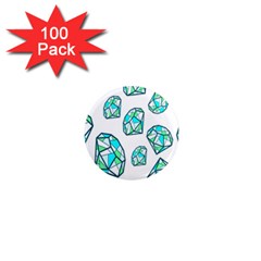 Brilliant Diamond Green Blue White 1  Mini Magnets (100 Pack)  by Mariart