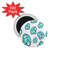 Brilliant Diamond Green Blue White 1 75  Magnets (100 Pack) 