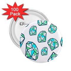 Brilliant Diamond Green Blue White 2 25  Buttons (100 Pack) 