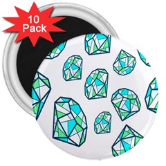 Brilliant Diamond Green Blue White 3  Magnets (10 Pack)  by Mariart