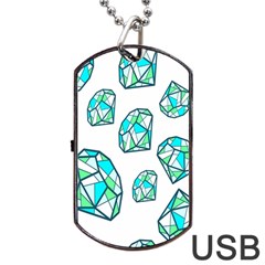 Brilliant Diamond Green Blue White Dog Tag Usb Flash (two Sides)