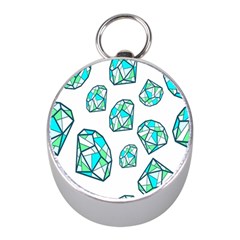 Brilliant Diamond Green Blue White Mini Silver Compasses by Mariart