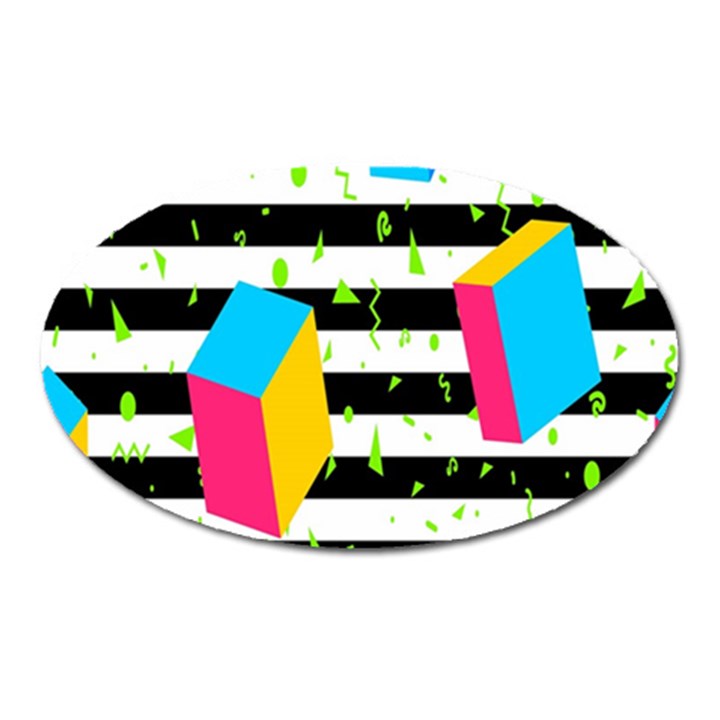 Cube Line Polka Dots Horizontal Triangle Pink Yellow Blue Green Black Flag Oval Magnet