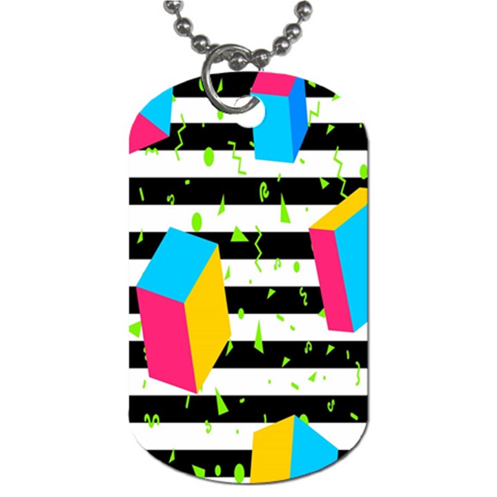 Cube Line Polka Dots Horizontal Triangle Pink Yellow Blue Green Black Flag Dog Tag (One Side)