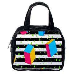 Cube Line Polka Dots Horizontal Triangle Pink Yellow Blue Green Black Flag Classic Handbags (one Side) by Mariart