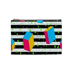 Cube Line Polka Dots Horizontal Triangle Pink Yellow Blue Green Black Flag Cosmetic Bag (medium)  by Mariart