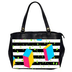 Cube Line Polka Dots Horizontal Triangle Pink Yellow Blue Green Black Flag Office Handbags (2 Sides)  by Mariart
