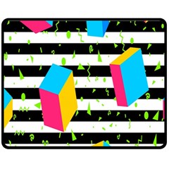 Cube Line Polka Dots Horizontal Triangle Pink Yellow Blue Green Black Flag Fleece Blanket (medium) 