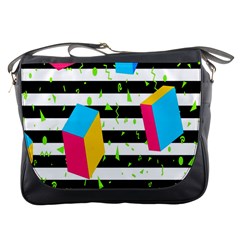 Cube Line Polka Dots Horizontal Triangle Pink Yellow Blue Green Black Flag Messenger Bags by Mariart