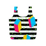 Cube Line Polka Dots Horizontal Triangle Pink Yellow Blue Green Black Flag Full Print Recycle Bags (S)  Front