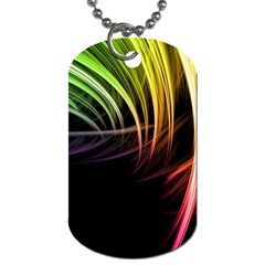 Colorful Abstract Fantasy Modern Green Gold Purple Light Black Line Dog Tag (two Sides)