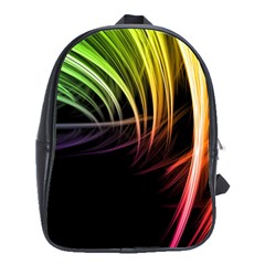 Colorful Abstract Fantasy Modern Green Gold Purple Light Black Line School Bags(large) 