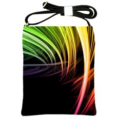 Colorful Abstract Fantasy Modern Green Gold Purple Light Black Line Shoulder Sling Bags by Mariart