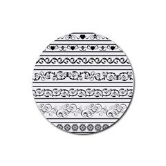 Black White Decorative Ornaments Rubber Coaster (round) 