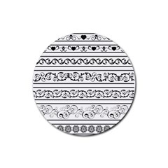 Black White Decorative Ornaments Rubber Round Coaster (4 Pack)  by Mariart