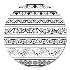 Black White Decorative Ornaments Magnet 5  (round) by Mariart