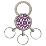 Diamond Key Stripe Purple Chevron 3-Ring Key Chains Front