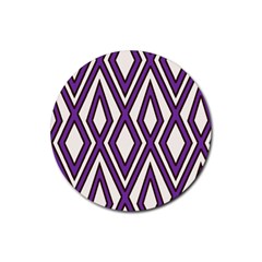 Diamond Key Stripe Purple Chevron Rubber Round Coaster (4 Pack)  by Mariart