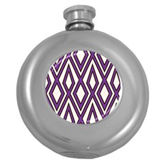 Diamond Key Stripe Purple Chevron Round Hip Flask (5 Oz) by Mariart