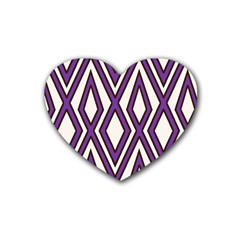 Diamond Key Stripe Purple Chevron Rubber Coaster (heart)  by Mariart