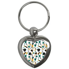 Flowers Duck Legs Line Key Chains (heart)  by Mariart
