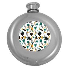 Flowers Duck Legs Line Round Hip Flask (5 Oz) by Mariart