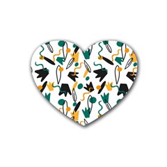 Flowers Duck Legs Line Rubber Coaster (heart)  by Mariart