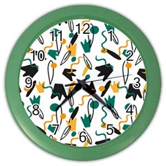 Flowers Duck Legs Line Color Wall Clocks by Mariart