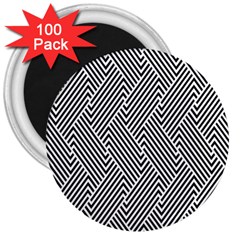 Escher Striped Black And White Plain Vinyl 3  Magnets (100 Pack)