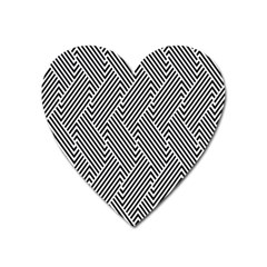 Escher Striped Black And White Plain Vinyl Heart Magnet